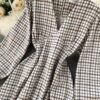 Casual Puff Sleeve A-Line Vintage Plaid Midi Long Dress - Image 5
