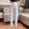 Casual Solid High Waist Harem Pants Flat Pants - Image 3