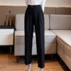 Casual Solid High Waist Harem Pants Flat Pants - Image 4