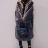 Faux Fur Hooded Long Sleeve Maxi Coat