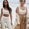 One Shoulder Sleeveless Club Bandage Two Pieces Set - Image 2