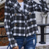 Plaid Turndown Collar Long Sleeve Double Breasted Tweed Jackets