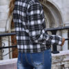 Plaid Turndown Collar Long Sleeve Double Breasted Tweed Jackets - Image 4