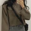 Pullovers Solid Colors Knitted Elegant Jumpers Sweaters - Image 3