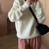 Round neck cashmere loose slim with lazy style thick wool knit Jumpers Sweater - Image 4