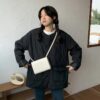 Solid O Neck Single Breasted Parkas Jacket - Image 3