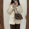 Solid O Neck Single Breasted Parkas Jacket - Image 4