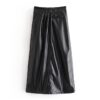 Bow Tie Office Wear Long PU Skirt - Image 4