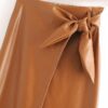 Bow Tie Office Wear Long PU Skirt - Image 5