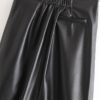 Bow Tie Office Wear Long PU Skirt - Image 8
