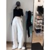 Casual Corduroy High Waist Loose Straight Wide  Leg Pants - Image 3