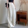 Casual Corduroy High Waist Loose Straight Wide  Leg Pants