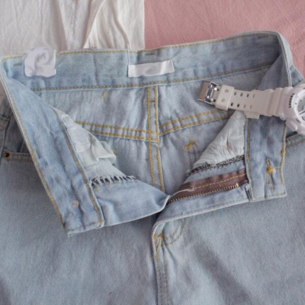 Denim High-Waisted Loose Love Heart Embroidery Ankle-Length Pants - Image 7