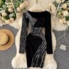 Fashion Long Sleeve Slim Short Street Wear Sweater Dress