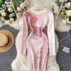Fashion Long Sleeve Slim Short Street Wear Sweater Dress - Image 3