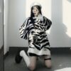 New Retro Zebra Pattern Lazy Wind Loose Sweater - Image 7