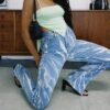 Printed Split Straigh Leg Vintage Denim Skinny Jeans - Image 2