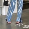 Printed Split Straigh Leg Vintage Denim Skinny Jeans - Image 8