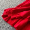 Retro Elastic Puff Sleeve V Neck Sweet Knitted Sweater Dresses - Image 17