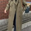 Solid Long Trench Batwing Long Sleeve Straight Coat