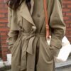 Solid Long Trench Batwing Long Sleeve Straight Coat - Image 3