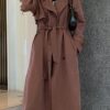 Solid Long Trench Batwing Long Sleeve Straight Coat - Image 5