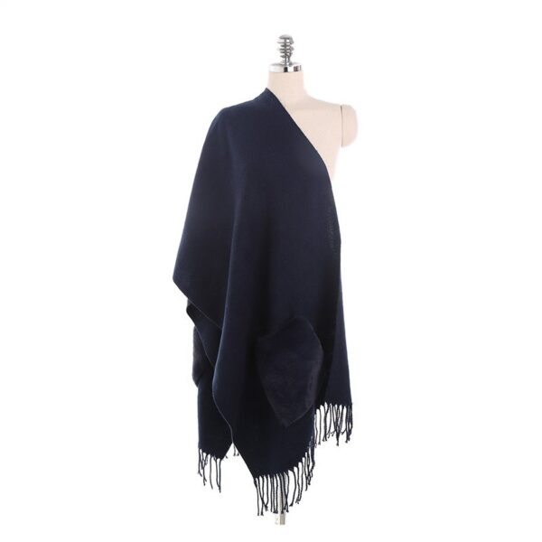 Acrylic Solid Tassel With Pocket Outdoor Casual Windproof Neck Warmer Scarf - Image 7