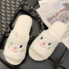 Artificial Short Plush Knitting Wool Upper Open Toe Indoor Slippers - Image 5
