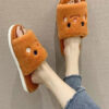 Artificial Short Plush Knitting Wool Upper Open Toe Indoor Slippers - Image 6
