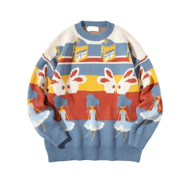 Casual Retro Funny Cartoon Jacquard Sweater - Image 17