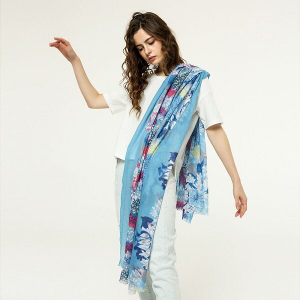 Casual Thin Print Multicolor Long Shawl - Image 2