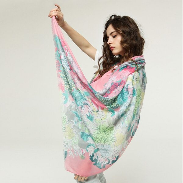 Casual Thin Print Multicolor Long Shawl