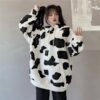Cow Print Long-Sleeved Hooded Pullover Sweatshirt - Image 4