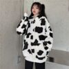 Cow Print Long-Sleeved Hooded Pullover Sweatshirt - Image 5