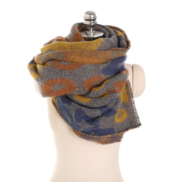 Ethnic Style Leopard Woolen Blending Warm Breathable Sunscreen Scarf - Image 10