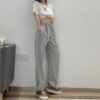 New Fashion Letter Printing Solid Color Loose Lace-Up Pants - Image 3