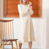 Nightdress Pajamas Pastel Bows Jewel Neck Long Sleeves Cotton Sleepwear