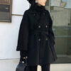 Outerwear Turndown Collar Long Sleeves Polyester Oversized Casual Wrap Coat - Image 2