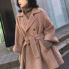 Outerwear Turndown Collar Long Sleeves Polyester Oversized Casual Wrap Coat - Image 4