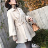 Outerwear Turndown Collar Long Sleeves Polyester Oversized Casual Wrap Coat