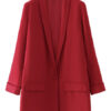 Casual Blazers Turndown Collar Long Sleeve Cotton