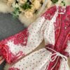 Casual Fashion Vintage  V Neck Long Sleeve  Streetwear Flower Dress - Image 7