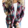 Casual Oversized Plaid Shirt With Elbow Patches - Image 5