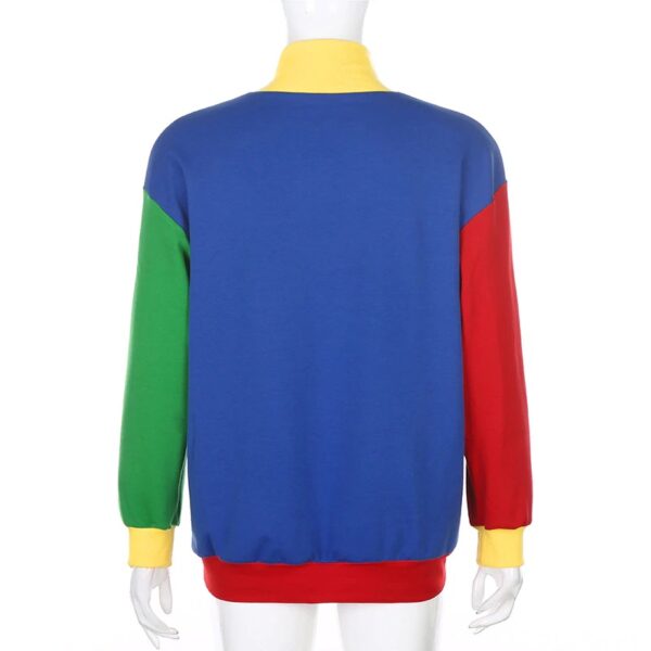 Casual Very Cool Stitching Turtleneck Loose Sweatshirt - Image 2