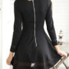 Chiffon Inserts Long Sleeve Mini Skater Dress - Image 2