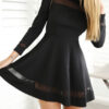 Chiffon Inserts Long Sleeve Mini Skater Dress - Image 4