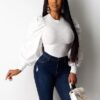 Crew Neck Lantern Sleeve Blouse - Image 4