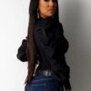 Crew Neck Lantern Sleeve Blouse - Image 6