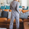 Pajamas Giraffe Print Turndown Collar Long Sleeves Polyester Lingerie Sleepwear - Image 5