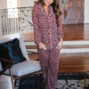 Pajamas Giraffe Print Turndown Collar Long Sleeves Polyester Lingerie Sleepwear